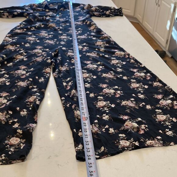 Natural Life Black Floral Collared Wide leg Jumpsuit Black Floral with pockets - Picture 11 of 11